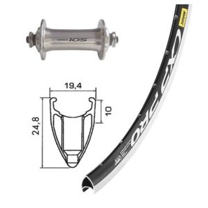 Rueda delantera Winora Mavic CXP 700C 32 agujeros cierre rapido Shimano 105 negro/plata