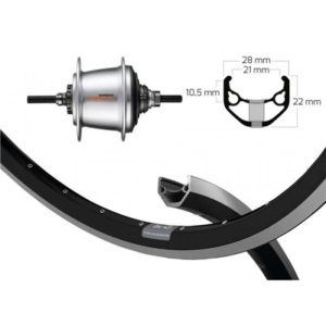 Rueda trasera Winora Ryde Zac 421 28x1.75 36 agujeros 130 mm Shimano Nexus 7V alu.negro