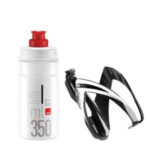 Kit Elite portabidon Ceo negro brillo/blanco + Bidon Jet blanco/rojo 350 ml
